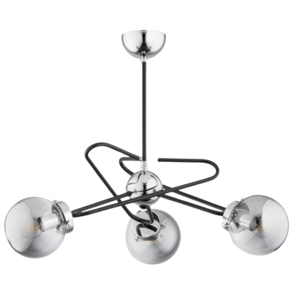 Lampa wisząca czarna-chromowana-dymiona SAGITO 3xE14x40W Alfa 852005