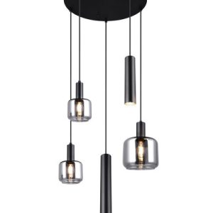 Lampa wisząca czarna-chromowana MATARO 5xE27x10W wym: 150x40x40 cm Trio 841945 Lampa wisząca czarna-chromowana MATARO 5xE27x10W wym: 150x40x40 cm Trio 841945