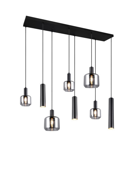 Lampa wisząca czarna-chromowana MATARO 8xE27x10W wym: 150x118x34 cm Trio 841951
