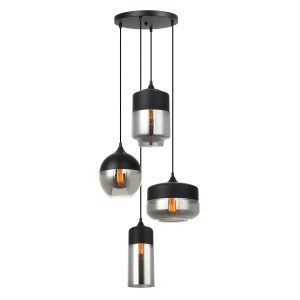 Lampa wisząca czarna-chromowana Molina 4xE27x40W Italux 860150 Lampa wisząca czarna-chromowana Molina 4xE27x40W Italux 860150