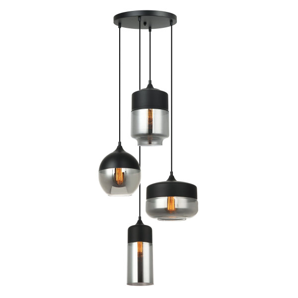 Lampa wisząca czarna-chromowana Molina 4xE27x40W Italux 860150