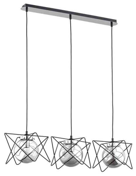 Lampa wisząca czarna-chromowana Sagito 3xE14x40W wym: 90x85x20 cm Alfa 854365