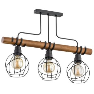 Lampa wisząca czarna-ciemne drewno Fibia 3xE27x60W wym: 48x15x66 cm Alfa 856458 Lampa wisząca czarna-ciemne drewno Fibia 3xE27x60W wym: 48x15x66 cm Alfa 856458