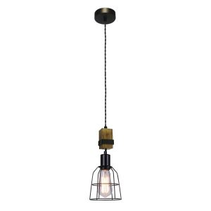 Lampa wisząca czarna-ciemne drewno Ponte 1xE27x60W wym: 180x14x14 cm Italux 854332
