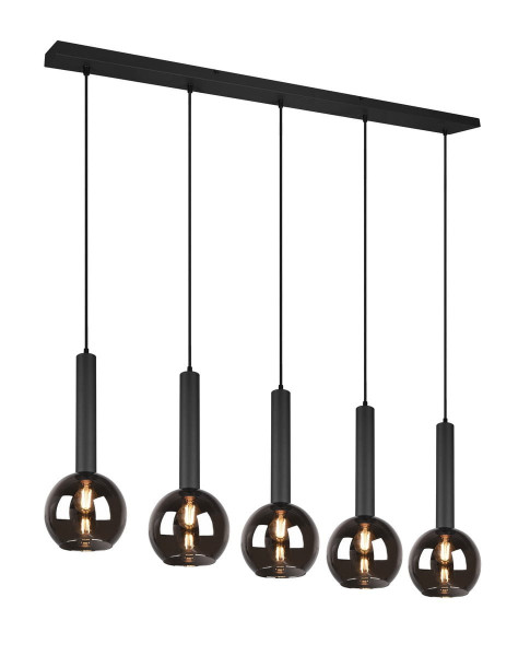 Lampa wisząca czarna CLAYTON 5xE27x28W wym: 150x115x20 cm Trio 856277