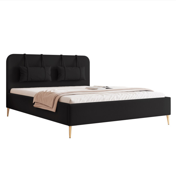 Łóżko tapicerowane PAROS X 140 x 200 cm NOGI czarny 917025