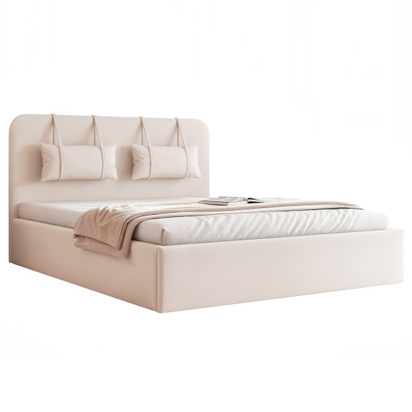 Łóżko tapicerowane PAROS X 140 x 200 cm ŚLIZGI beżowy 915848