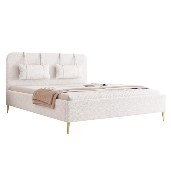 Łóżko tapicerowane PAROS X 200 x 200 cm NOGI biały 917029