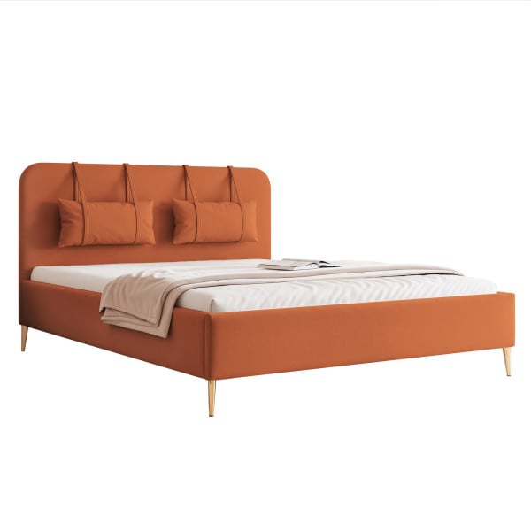 Łóżko tapicerowane PAROS X 200 x 200 cm NOGI pomarańczowy 917014