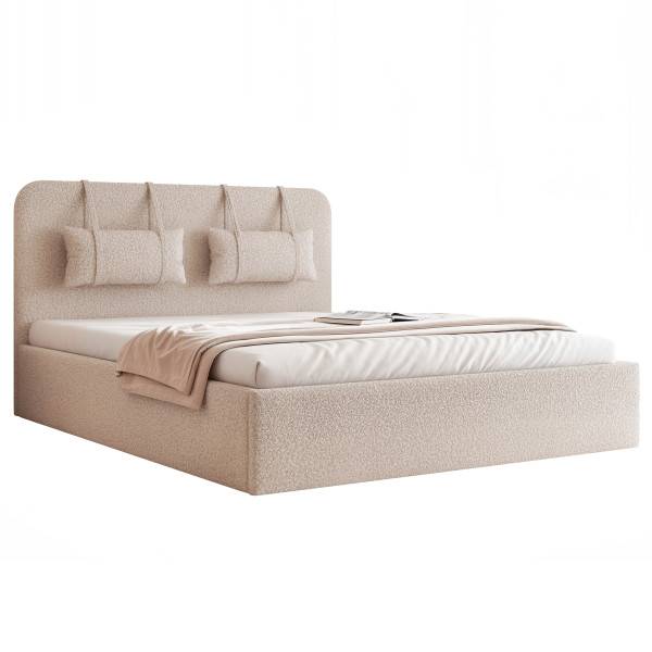 Łóżko tapicerowane PAROS X 200 x 200 cm ŚLIZGI beżowy 915847