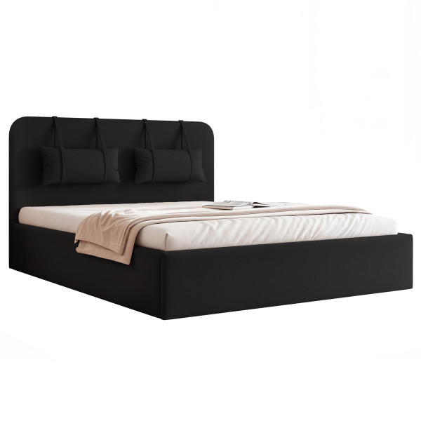 Łóżko tapicerowane PAROS X 200 x 200 cm ŚLIZGI czarny 915855