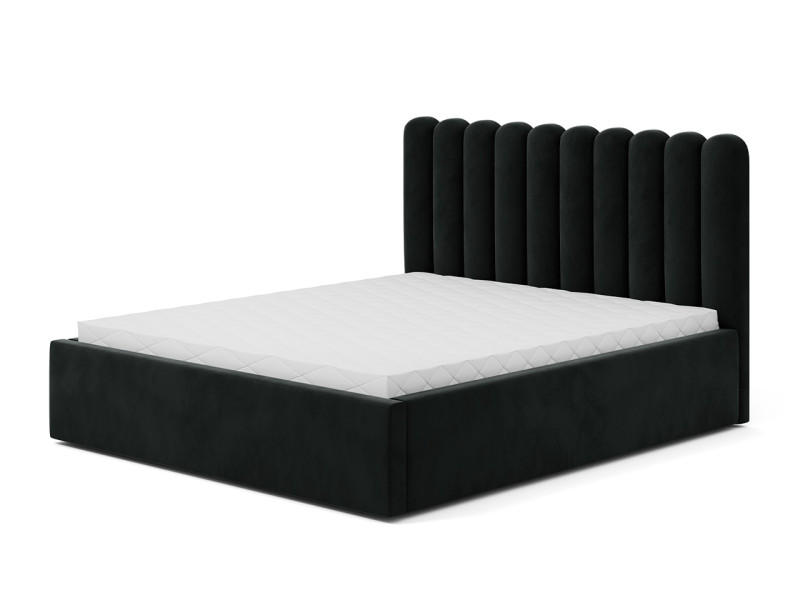 Łóżko tapicerowane Queen 160x200 czarne z pojemnikiem 224465