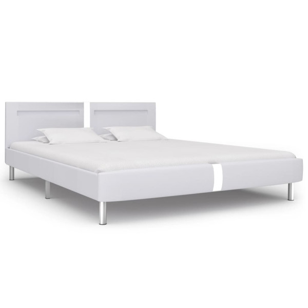 Łóżko tapicerowane rama łóżka ze stelażem białe skóra led 180 x 200 cm 706911