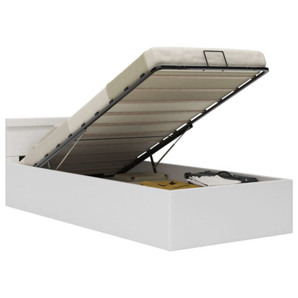 Łóżko tapicerowane rama łóżka ze stelażem białe skóra led 90 x 200 cm 706296