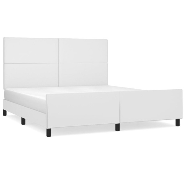 Łóżko tapicerowane rama łóżka ze stelażem białe skóra sztuczna 160x200 cm 705885