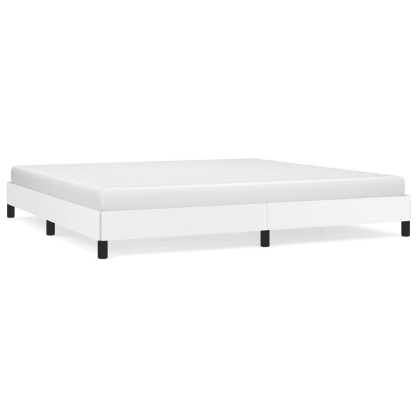 Łóżko tapicerowane rama łóżka ze stelażem białe skóra sztuczna 200x200 cm 720734