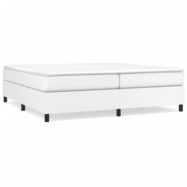 Łóżko tapicerowane rama łóżka ze stelażem białe skóra sztuczna 200x200 cm 720745