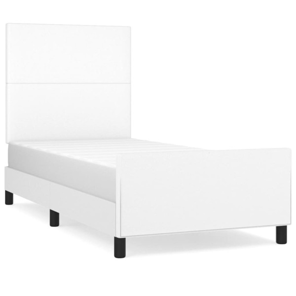 Łóżko tapicerowane rama łóżka ze stelażem białe skóra sztuczna 80x200 cm 707662