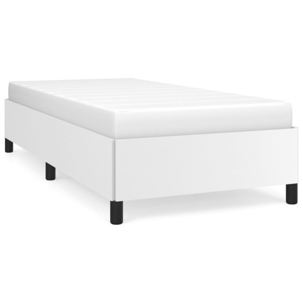 Łóżko tapicerowane rama łóżka ze stelażem białe skóra sztuczna 90x200 cm 720617