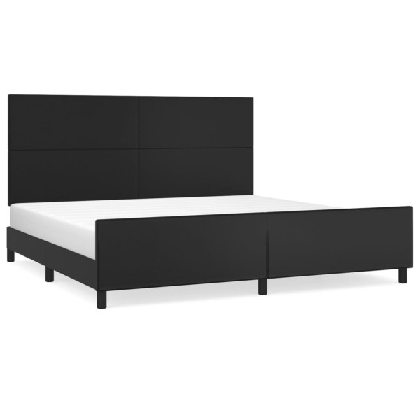 Łóżko Tapicerowane Rama Łóżka Ze Stelażem Czarna Ekoskóra 200x200 cm 705722