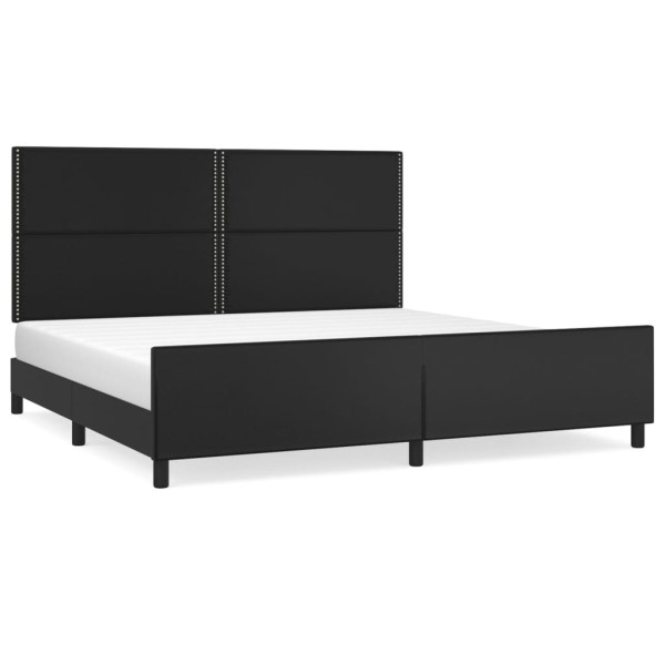 Łóżko Tapicerowane Rama Łóżka Ze Stelażem Czarna Ekoskóra 200x200 cm 705653