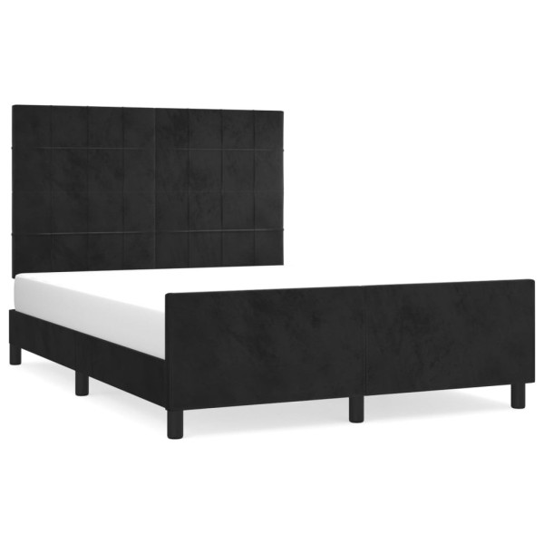 Łóżko tapicerowane rama łóżka ze stelażem czarne aksamitne 140x190 cm 706623