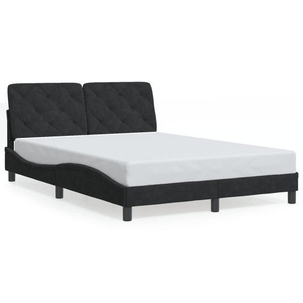 Łóżko tapicerowane rama łóżka ze stelażem czarne aksamitne 140x190 cm 707439