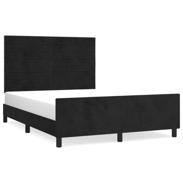 Łóżko tapicerowane rama łóżka ze stelażem czarne aksamitne 140x200 cm 707094