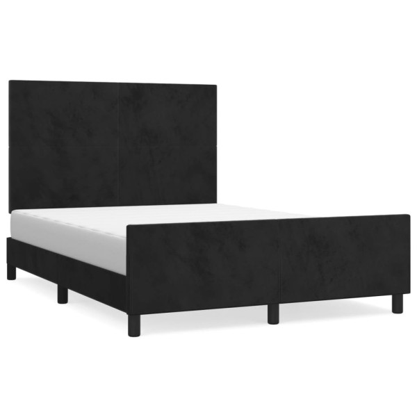 Łóżko tapicerowane rama łóżka ze stelażem czarne aksamitne 140x200 cm 720620