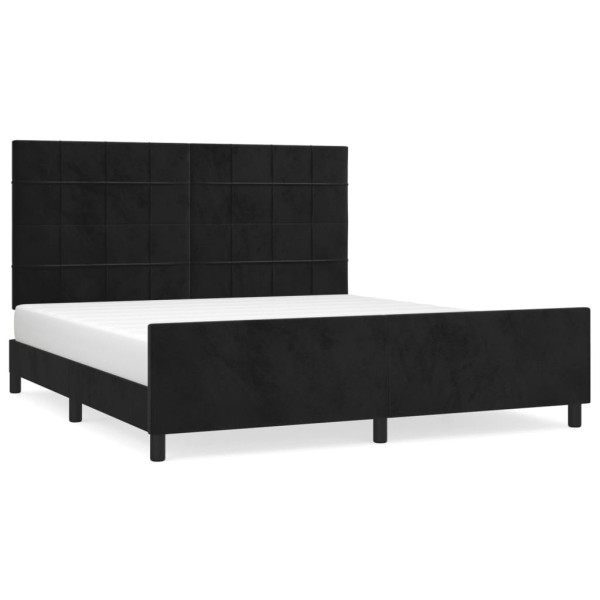 Łóżko tapicerowane rama łóżka ze stelażem czarne aksamitne 180x200 cm 705631