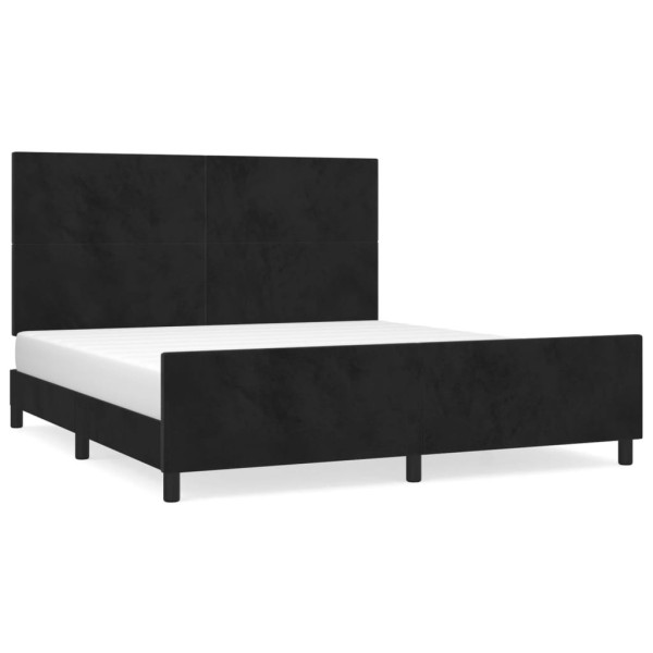 Łóżko tapicerowane rama łóżka ze stelażem czarne aksamitne 180x200 cm 706776