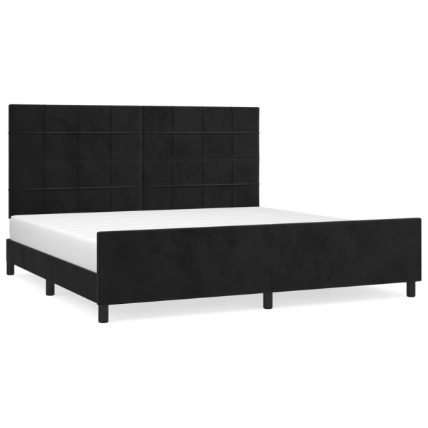 Łóżko tapicerowane rama łóżka ze stelażem czarne aksamitne 200x200 cm 707394