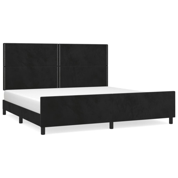Łóżko tapicerowane rama łóżka ze stelażem czarne aksamitne 200x200 cm 720625