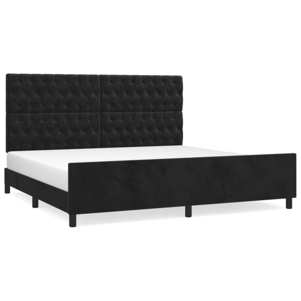 Łóżko tapicerowane rama łóżka ze stelażem czarne aksamitne 200x200 cm 720796