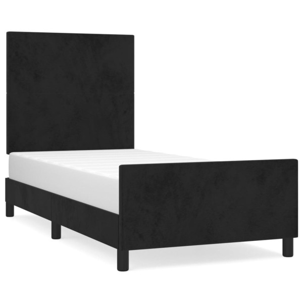 Łóżko tapicerowane rama łóżka ze stelażem czarne aksamitne 90x200 cm 720750