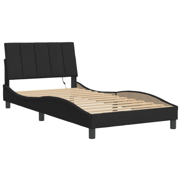 Łóżko tapicerowane rama łóżka ze stelażem czarne aksamitne led 100x200 cm 707668