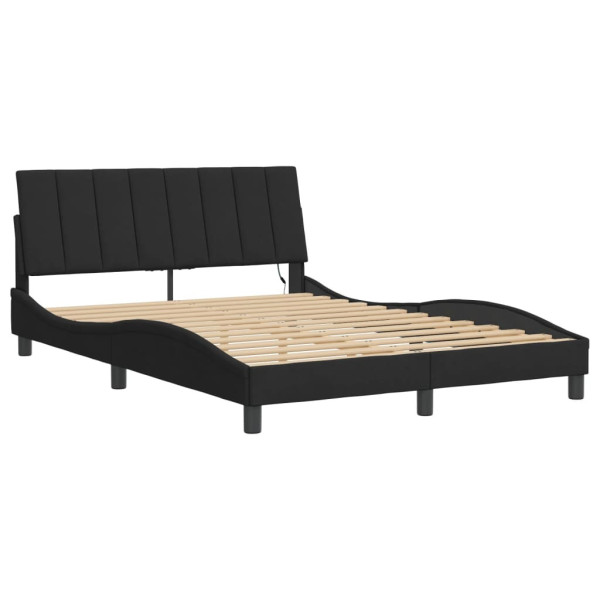 Łóżko tapicerowane rama łóżka ze stelażem czarne aksamitne led 120x200 cm 706464