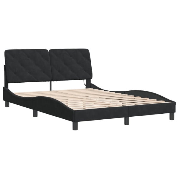 Łóżko tapicerowane rama łóżka ze stelażem czarne aksamitne led 140x190 cm 707380