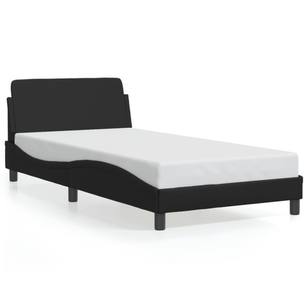 Łóżko tapicerowane rama łóżka ze stelażem czarne skóra sztuczna 100x200 cm 705219