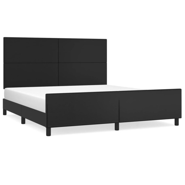 Łóżko tapicerowane rama łóżka ze stelażem czarne skóra sztuczna 180x200 cm 707459