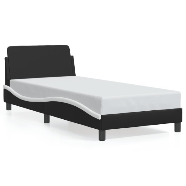 Łóżko tapicerowane rama łóżka ze stelażem czarne skóra sztuczna 80x200 cm 706399