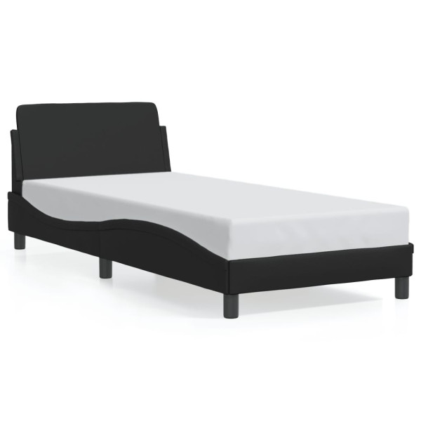 Łóżko tapicerowane rama łóżka ze stelażem czarne skóra sztuczna 80x200 cm 706851