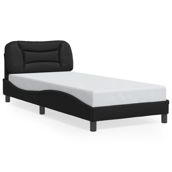 Łóżko tapicerowane rama łóżka ze stelażem czarne skóra sztuczna 80x200 cm 720216