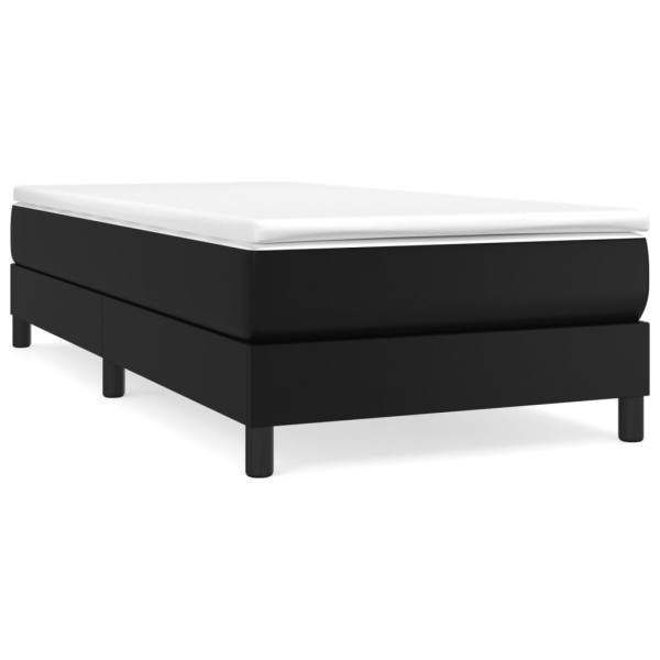 Łóżko tapicerowane rama łóżka ze stelażem czarne skóra sztuczna 80x200 cm 720646