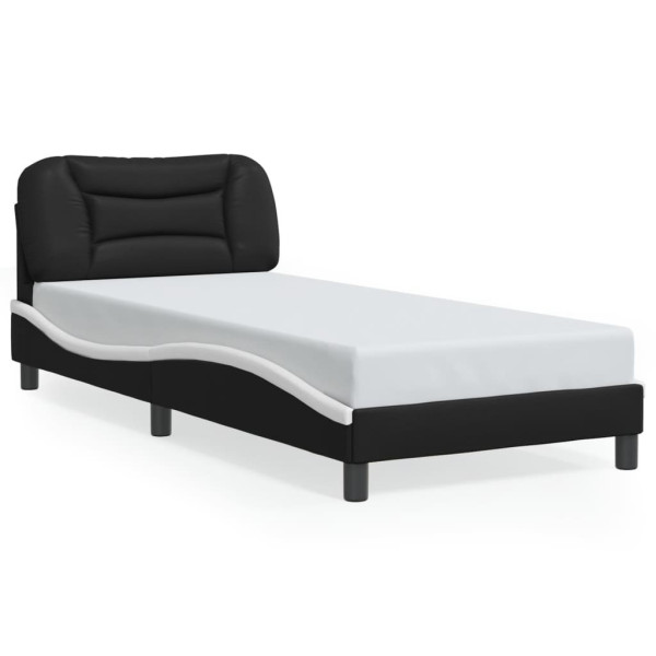 Łóżko tapicerowane rama łóżka ze stelażem czarne skóra sztuczna 90x200cm 705518