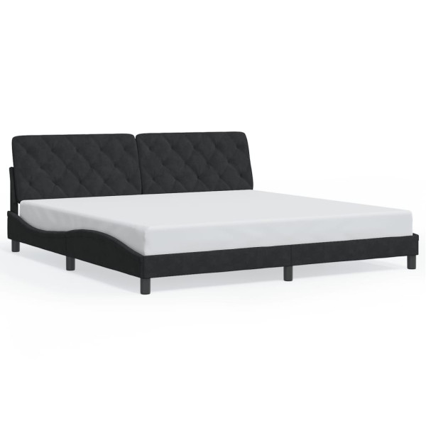 Łóżko Tapicerowane Rama Łóżka Ze Stelażem Czarny Aksamit LED 200x200 cm 820763