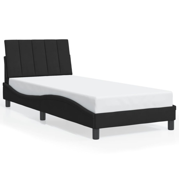 Łóżko Tapicerowane Rama Łóżka Ze Stelażem Czarny Aksamit LED 90x190 cm 820771