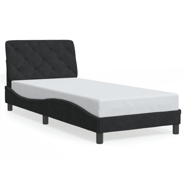 Łóżko Tapicerowane Rama Łóżka Ze Stelażem Czarny Aksamit LED 90x190 cm 820526
