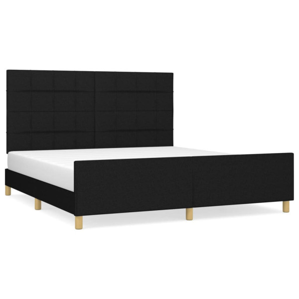 Łóżko tapicerowane rama łóżka ze stelażem do sypialni czarne 160x200 cm 706316