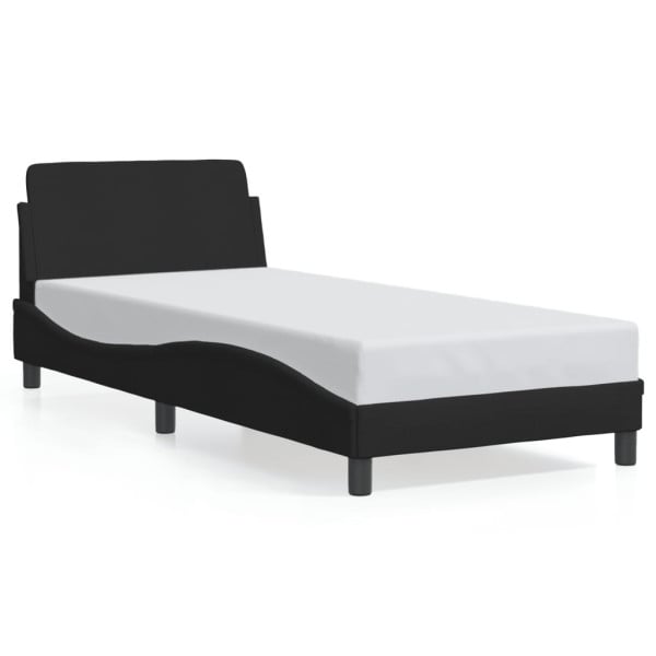 Łóżko tapicerowane rama łóżka ze stelażem do sypialni czarne 90x190cm 707435